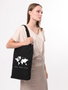 PaulDavis Bolso de Mano Negro de Algodón 100%, 35 x 40 x 8 cm